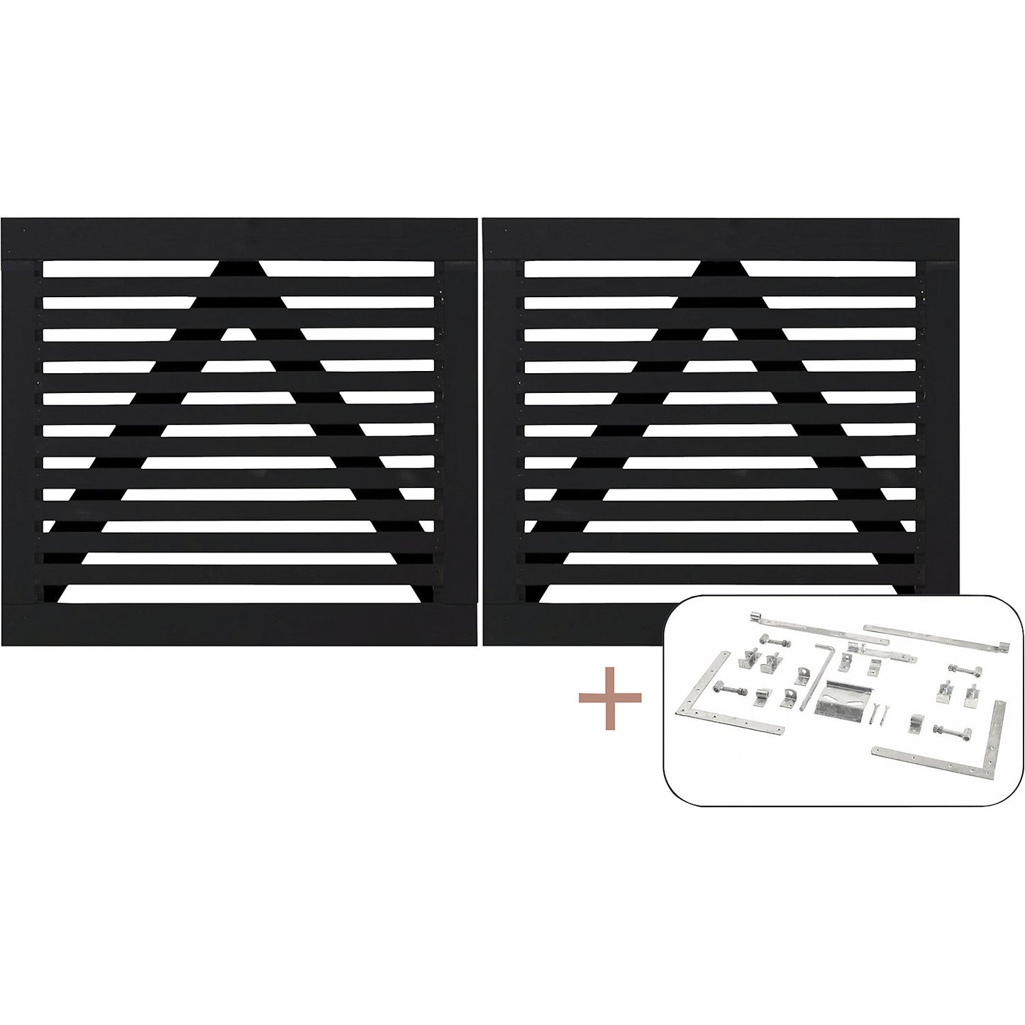 Tokyo double gate incl. fittings, wood, WxH 2000 x 900 mm, black.
