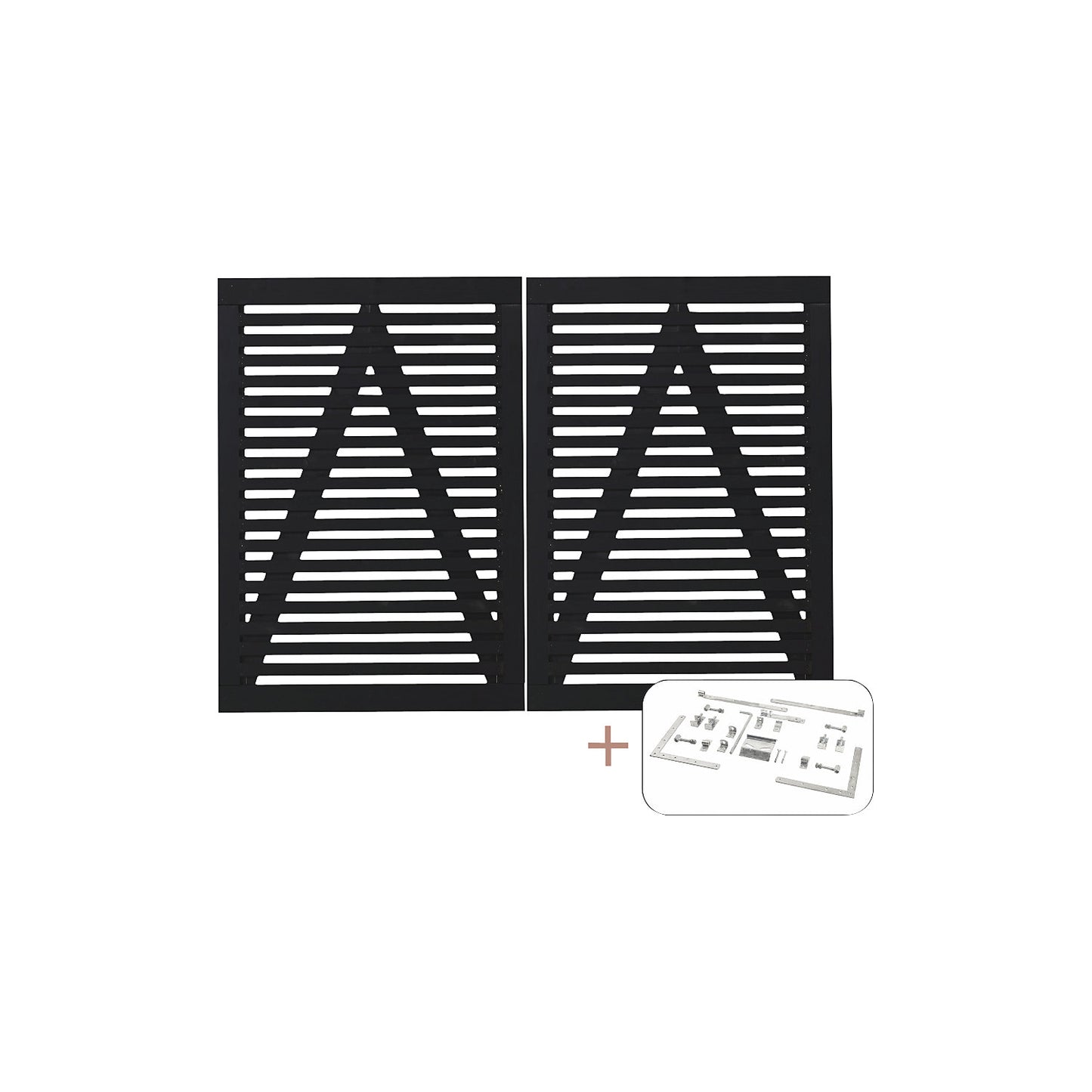 Tokyo double gate incl. fittings, wood, WxH 2000 x 1400 mm, black.