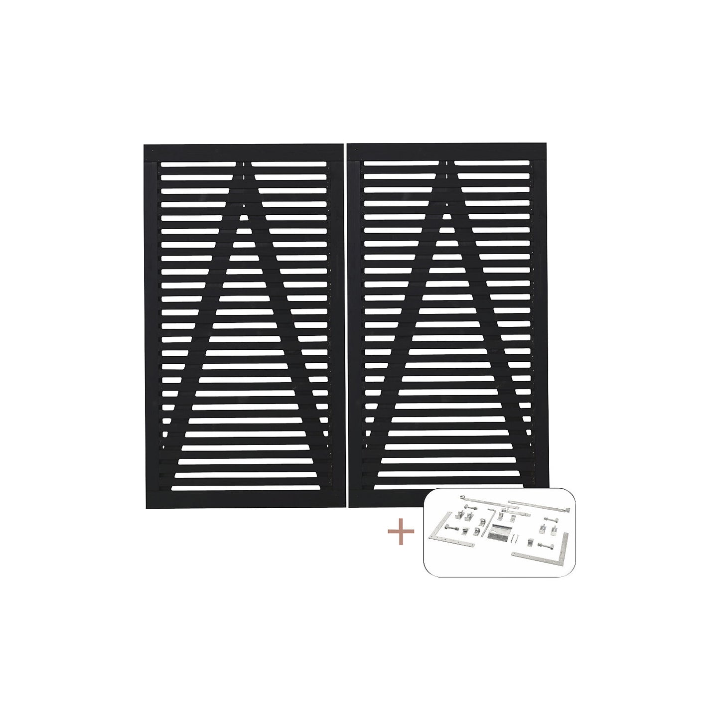 Tokyo double gate incl. fittings, wood, WxH 2000 x 1800 mm, black.