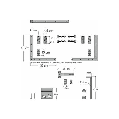 Tokyo double gate incl. fittings, wood, WxH 2000 x 900 mm, white.