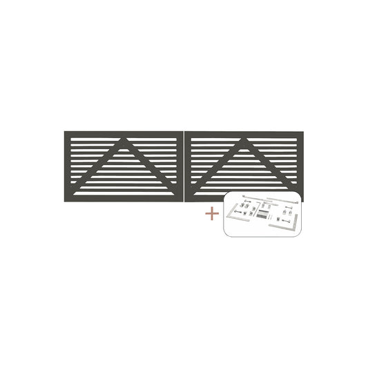 Tokyo double gate incl. fittings, wood, WxH 3000 x 900 mm, umbra grey.