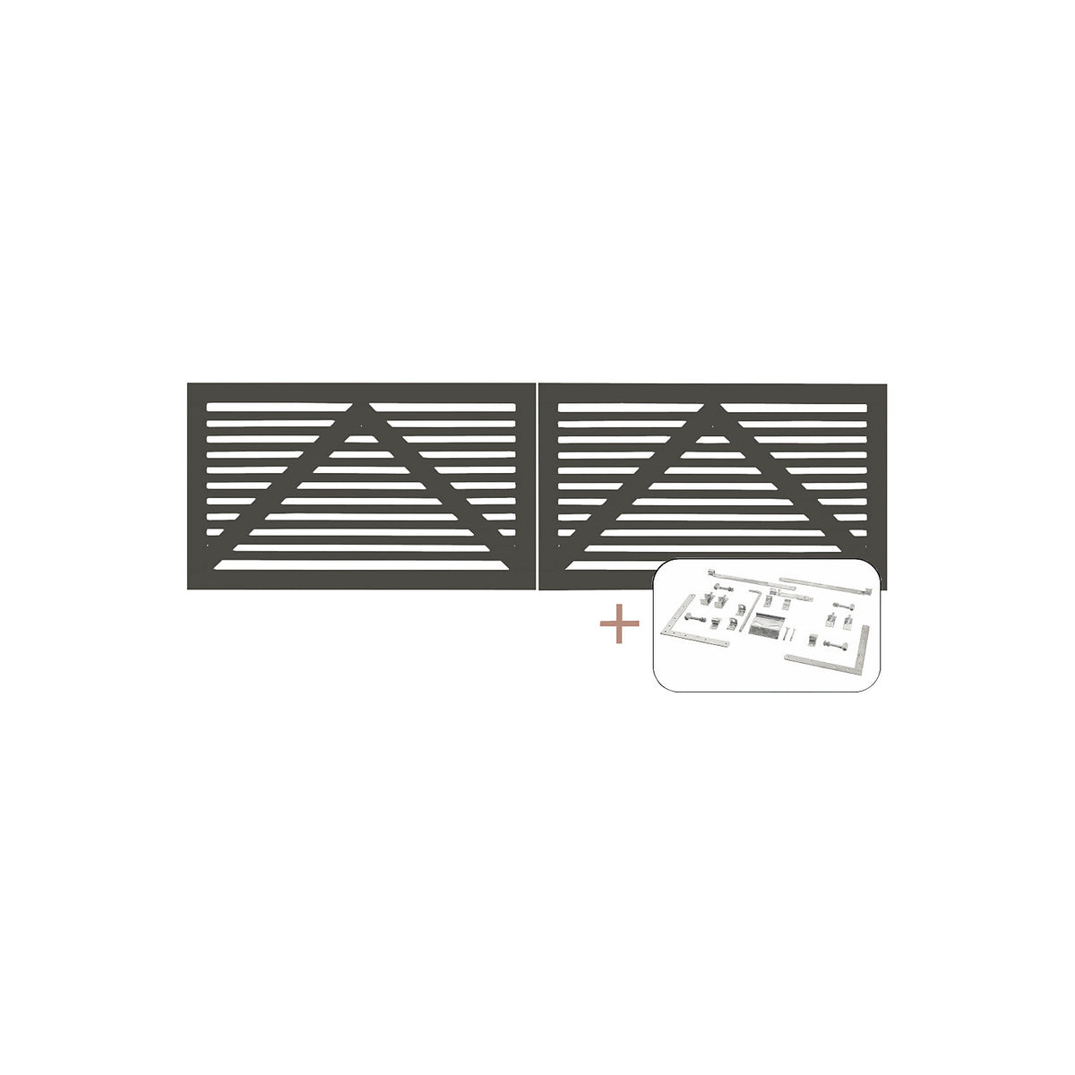 Tokyo double gate incl. fittings, wood, WxH 3000 x 900 mm, umbra grey.