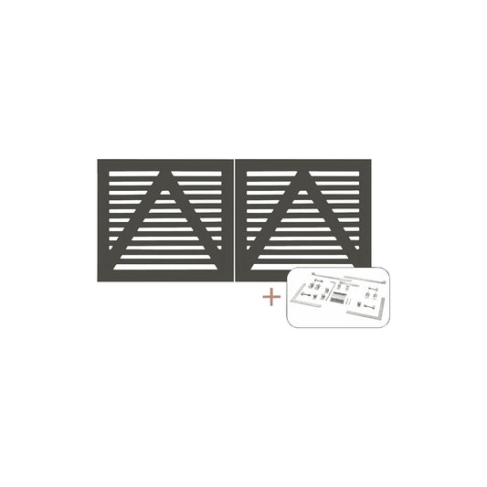 Tokyo double gate incl. fittings, wood, WxH 2000 x 900 mm, umbra grey.