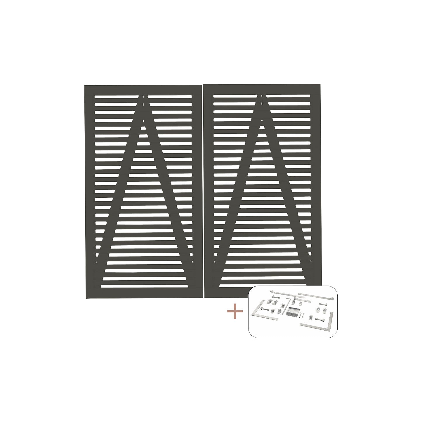 Tokyo double gate incl. fittings, wood, WxH 2000 x 1800 mm, umbra grey.