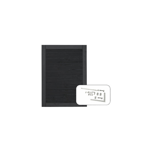 PLUS Plank single door incl. fittings, wood, WxH 1000 x 1250 mm, black.