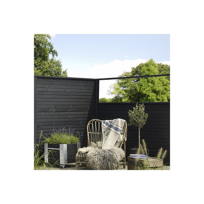 PLUS Plank profile fence, wood, WxH 1740 x 1660 mm, black.