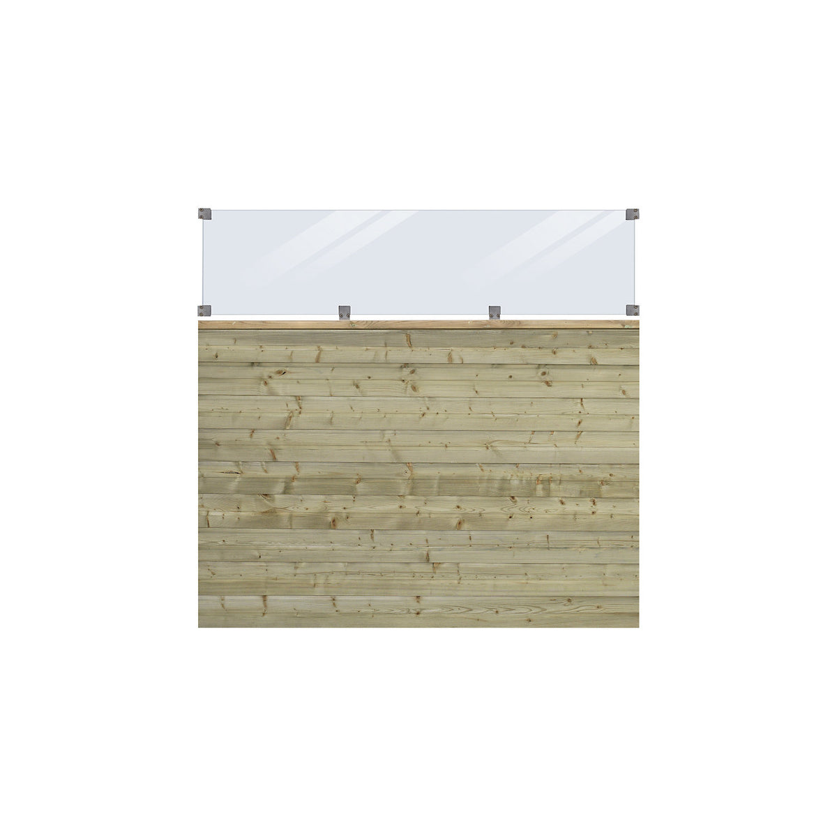 PLUS Plank profile fence with glass, wood, WxH 1740 x 1630 mm, natural.