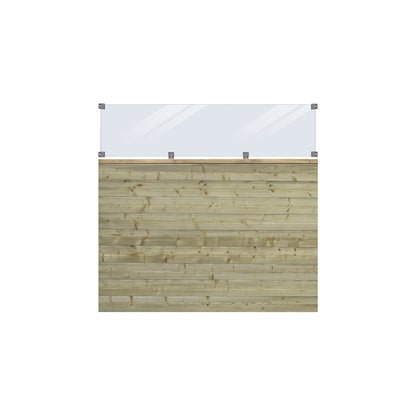 PLUS Plank profile fence with glass, wood, WxH 1740 x 1630 mm, natural.