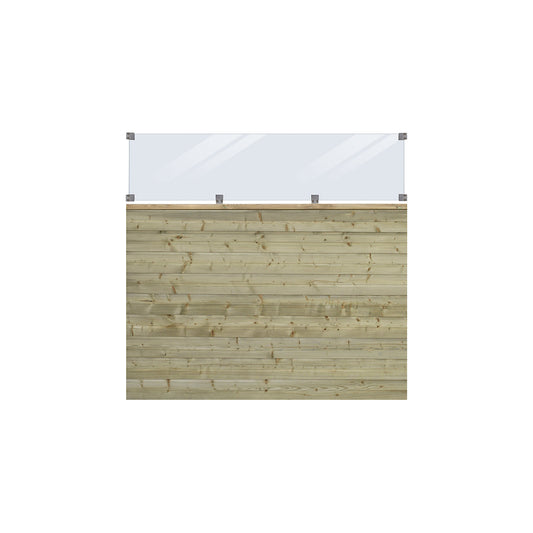 PLUS Plank profile fence with glass, wood, WxH 1740 x 1630 mm, natural.