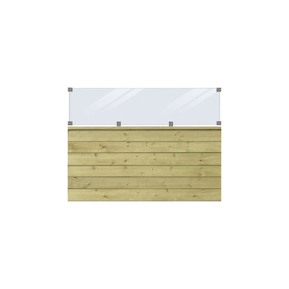 PLUS Klink profile fence with glass, wood, WxH 1740 x 1250 mm, natural.