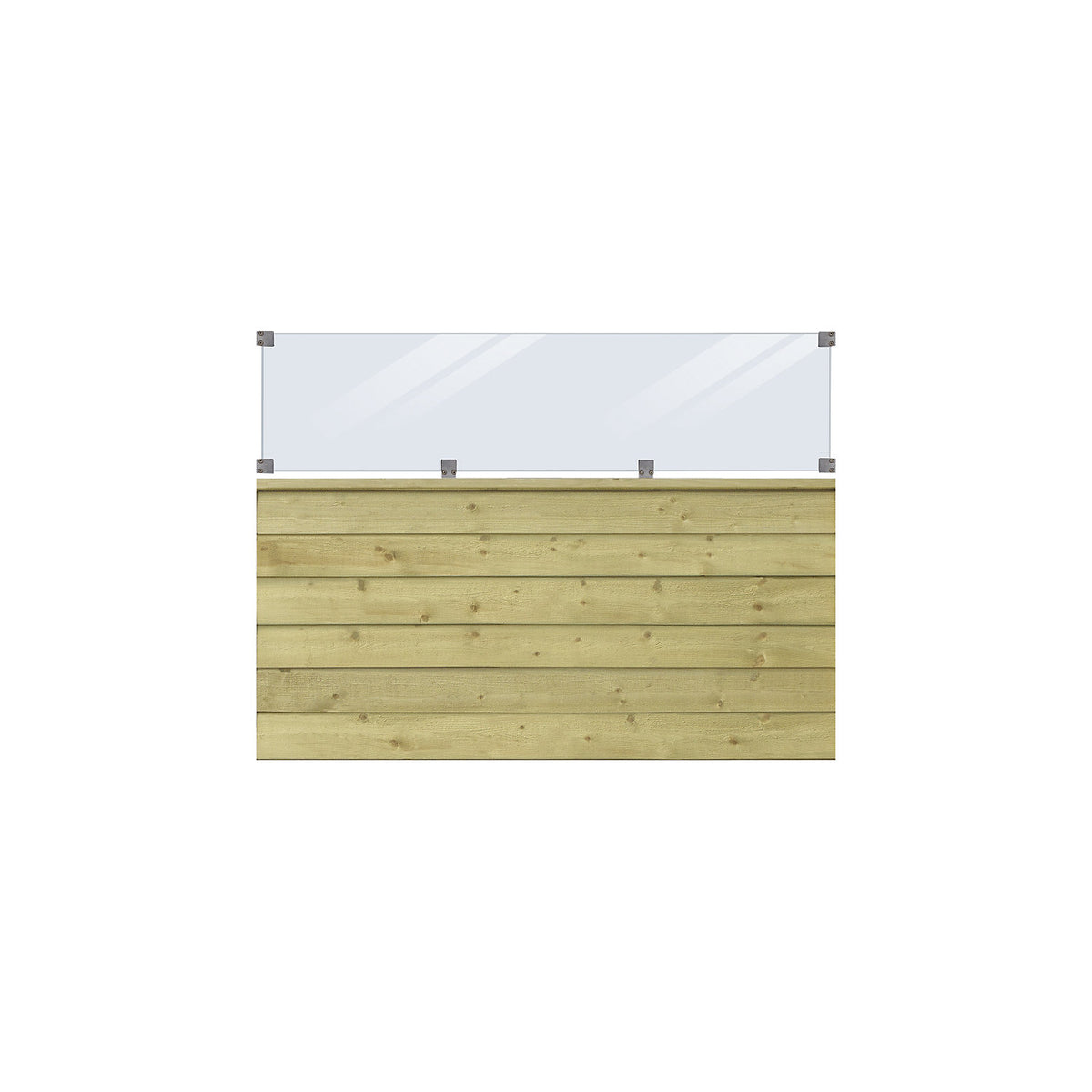 PLUS Klink profile fence with glass, wood, WxH 1740 x 1250 mm, natural.