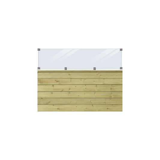 PLUS Klink profile fence with glass, wood, WxH 1740 x 1250 mm, natural.