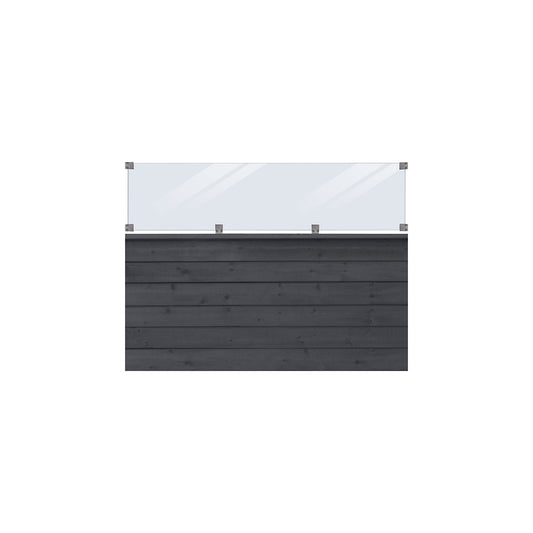 PLUS Klink profile fence with glass, wood, WxH 1740 x 1250 mm, black.