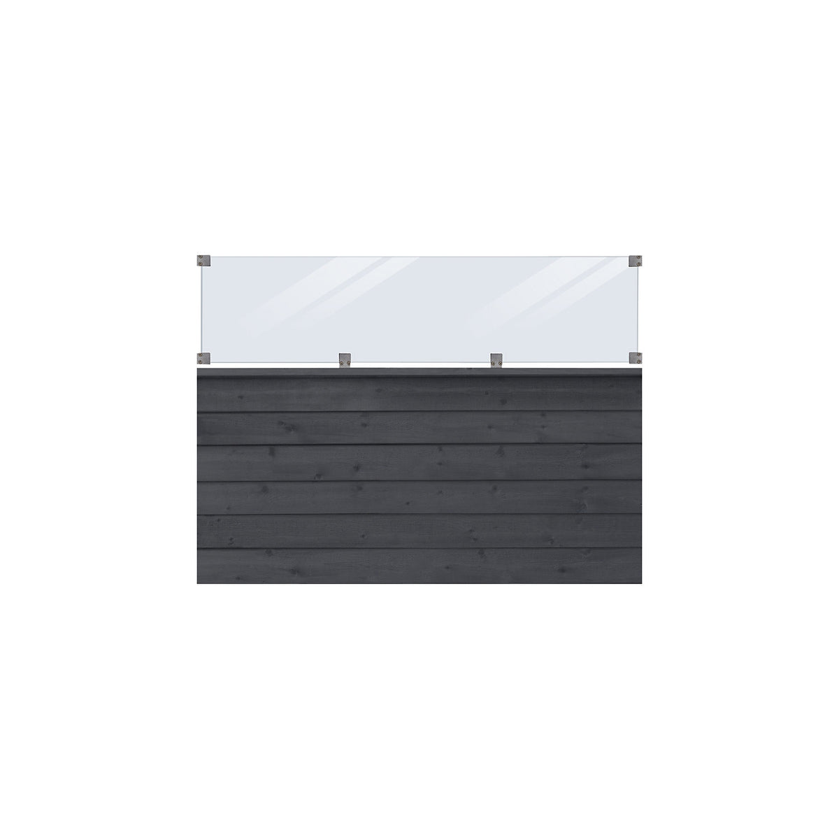 PLUS Klink profile fence with glass, wood, WxH 1740 x 1250 mm, black.