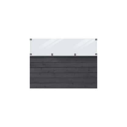 PLUS Klink profile fence with glass, wood, WxH 1740 x 1250 mm, black.