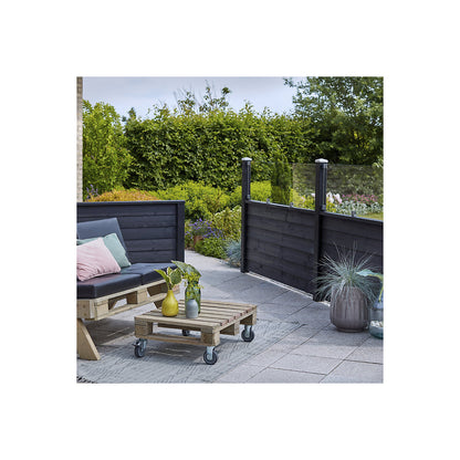 PLUS Klink profile fence with glass, wood, WxH 1740 x 1250 mm, black.