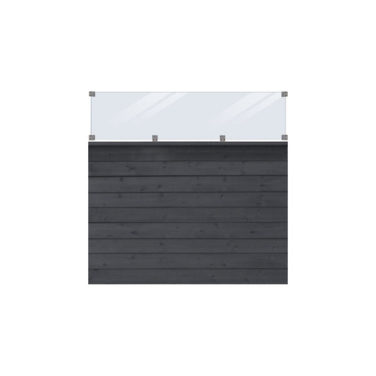 PLUS Klink profile fence with glass, wood, WxH 1740 x 1630 mm, black.