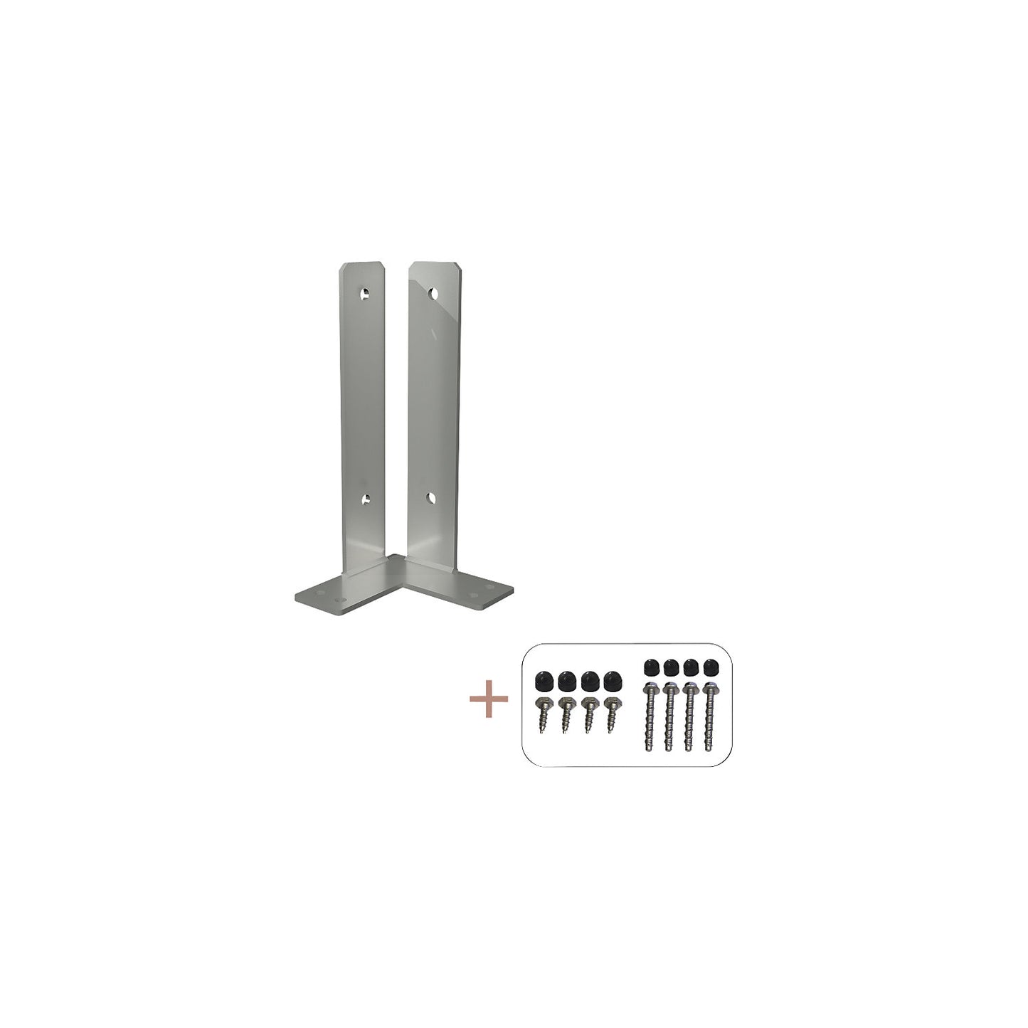 Corner post base, HxWxD 300 x 150 x 150 mm, silver.