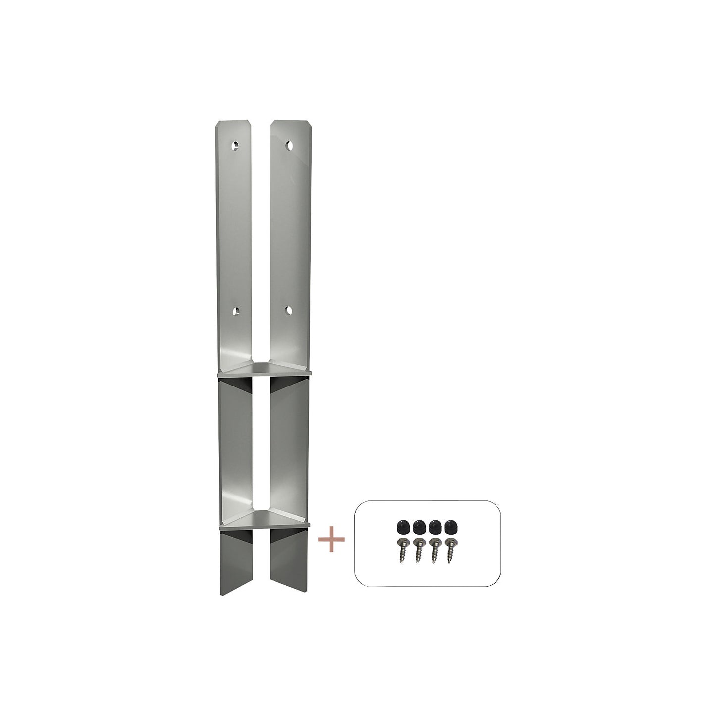 Corner post base, HxWxD 600 x 60 x 60 mm, silver.