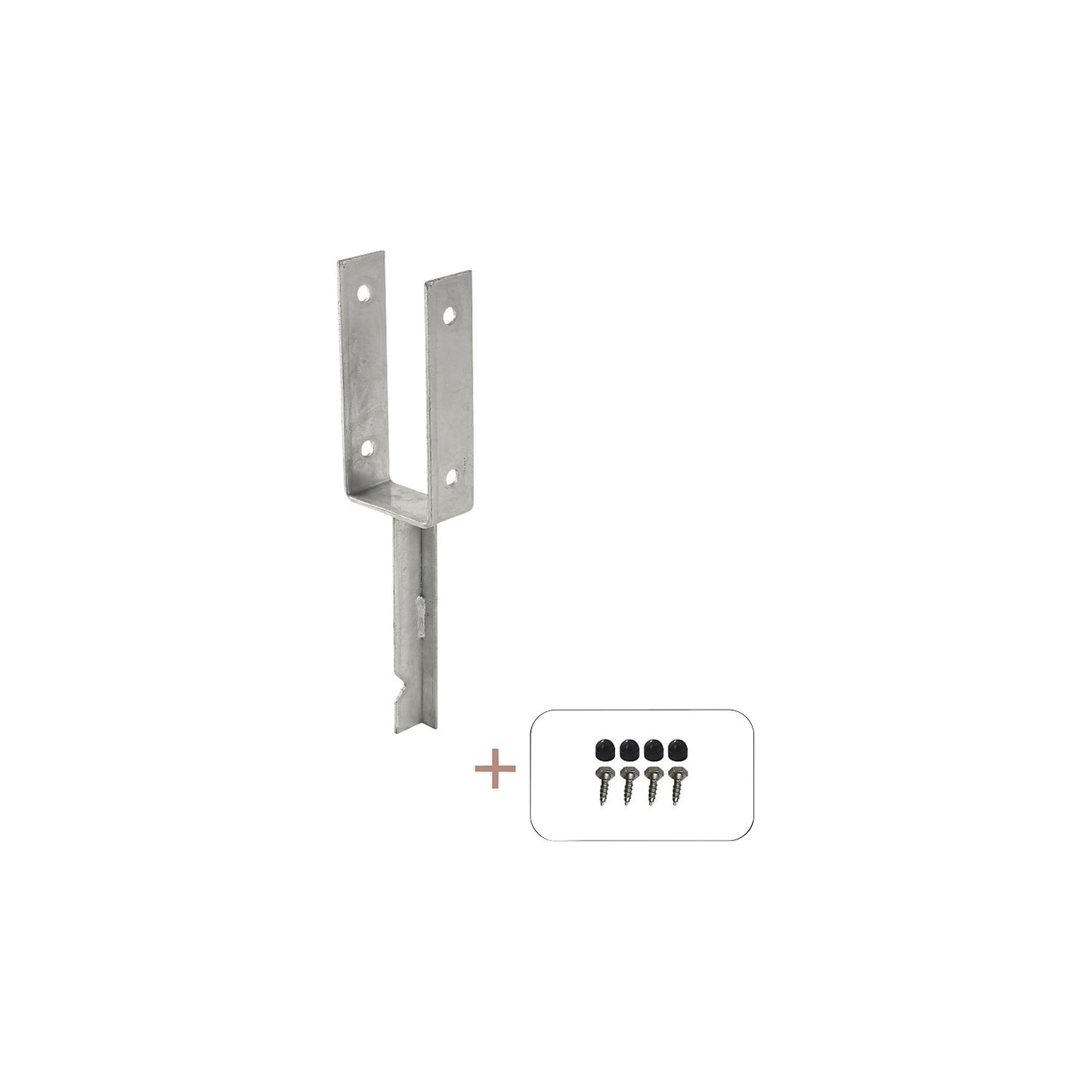 U-post base, HxWxD 400 x 91 x 50 mm, silver.