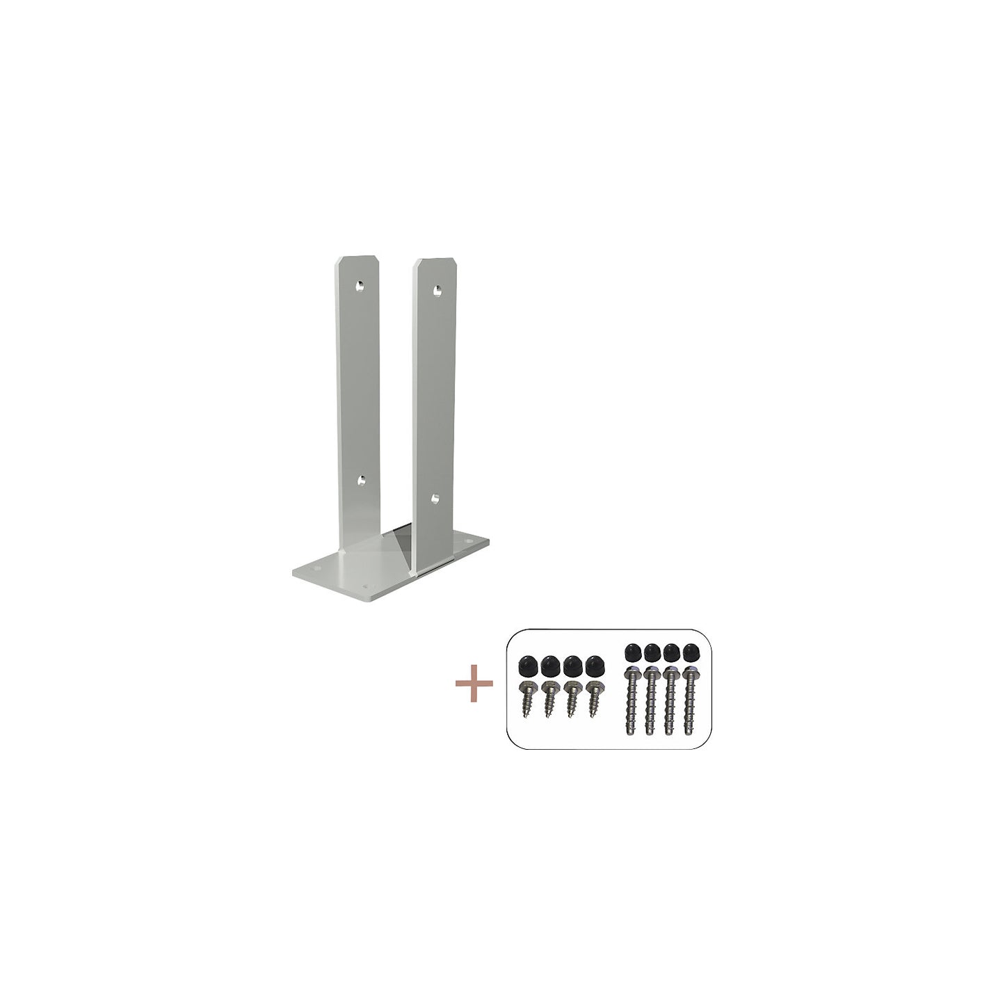 U-post base, HxWxD 300 x 103 x 200 mm, silver.
