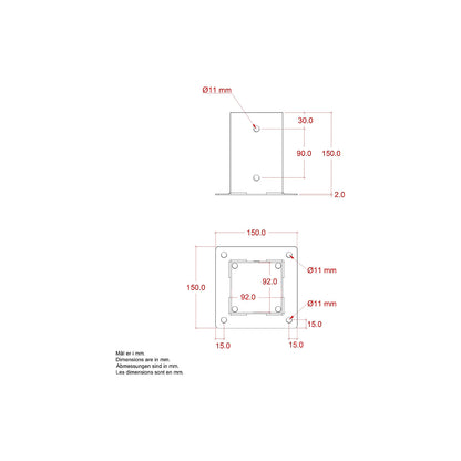 Cubic post base, HxWxD 150 x 150 x 150 mm, black.