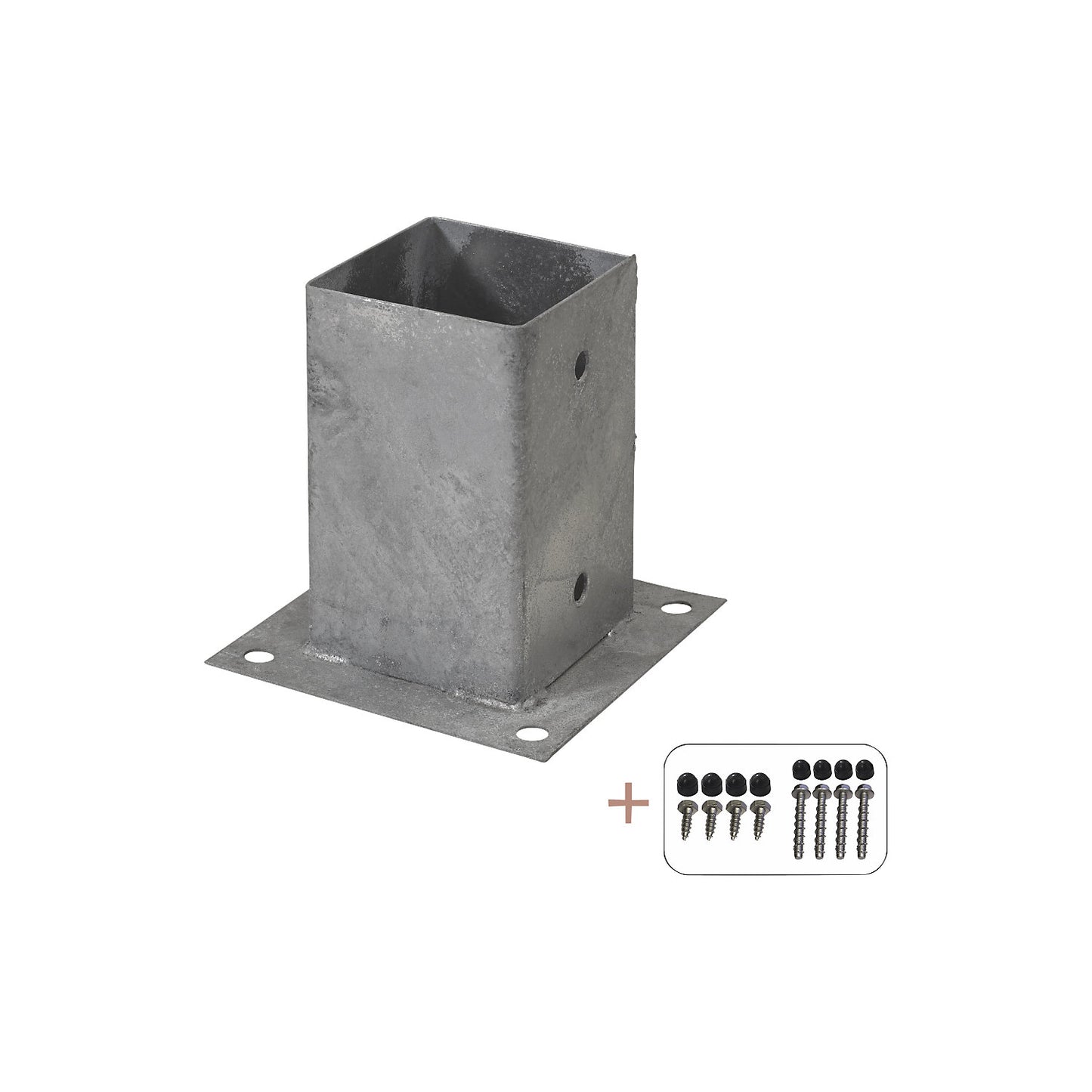 Cubic post base, HxWxD 150 x 150 x 150 mm, silver.