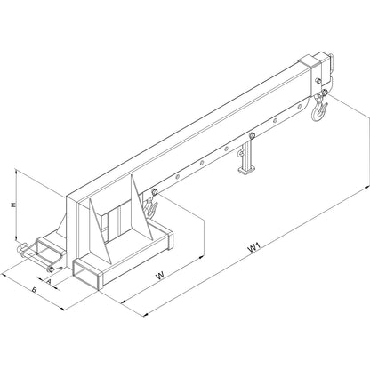 Crane arm, telescopic, 950 - 5000 kg, pure orange.