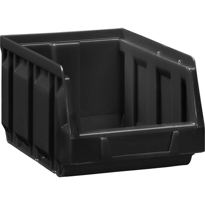 Open fronted storage bin made of polyethylene, LxWxH 165 x 105 x 82 mm, black, pack of 48.