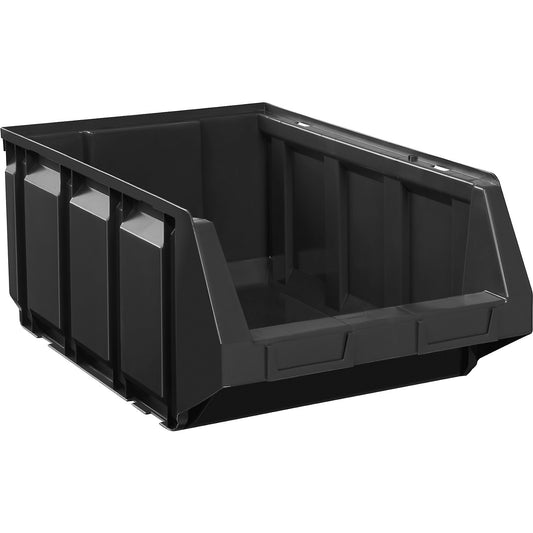 Open fronted storage bin made of polyethylene, LxWxH 603 x 373 x 247 mm, black, pack of 4.