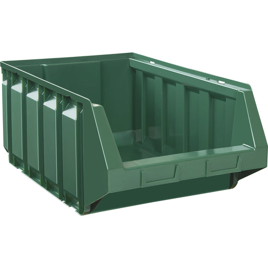 Open fronted storage bin made of polyethylene, LxWxH 705 x 440 x 297 mm, green, pack of 4.