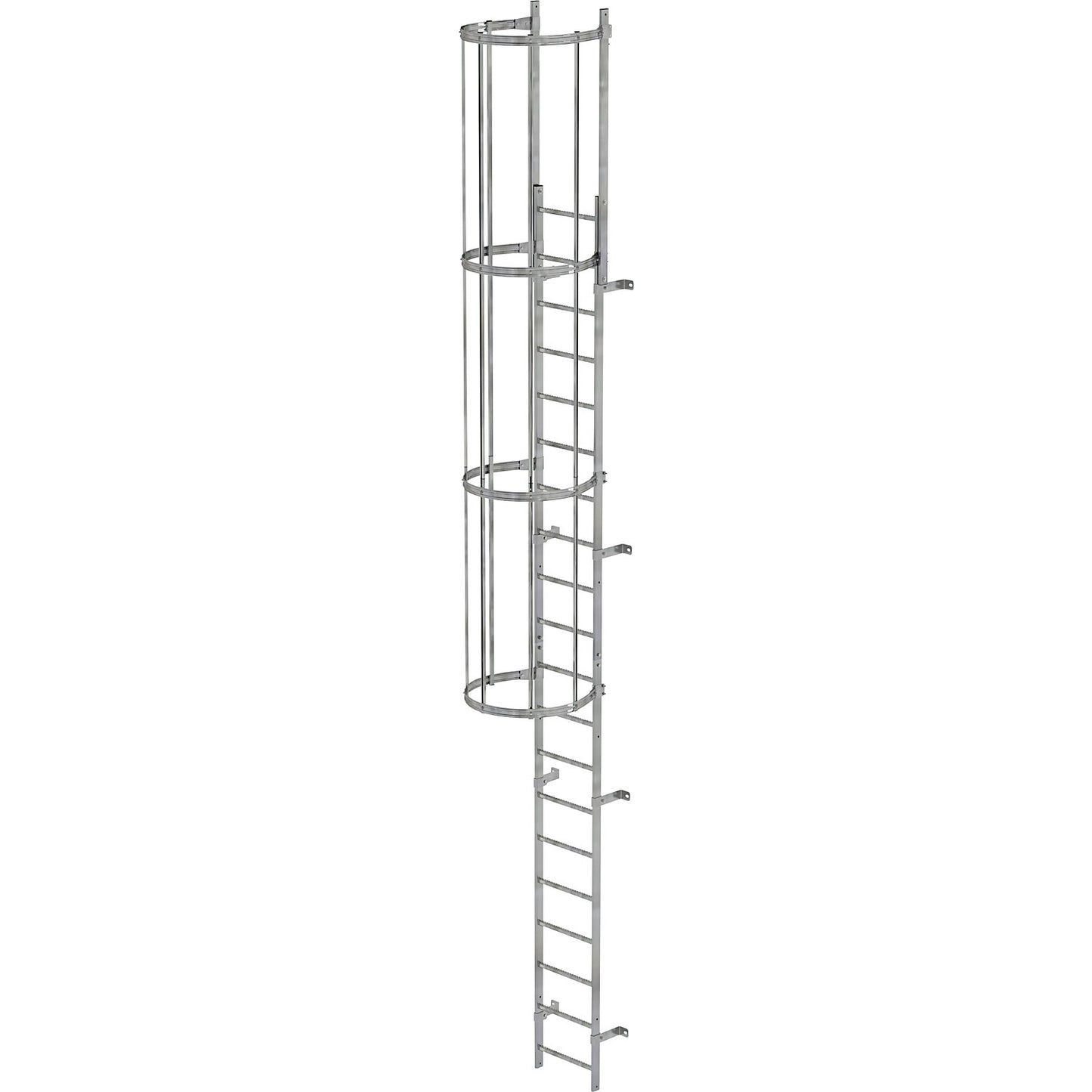 Fixed ladder with safety rail at the back, single sided, height 6.8 m.