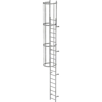Fixed ladder with safety rail at the back, single sided, height 6.8 m.