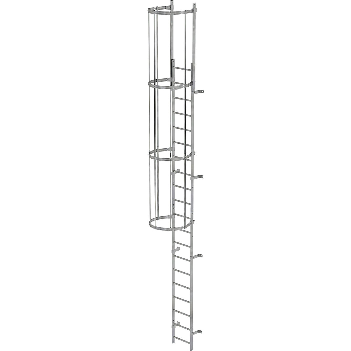 Fixed ladder with safety rail at the back, single sided, height 6.8 m.