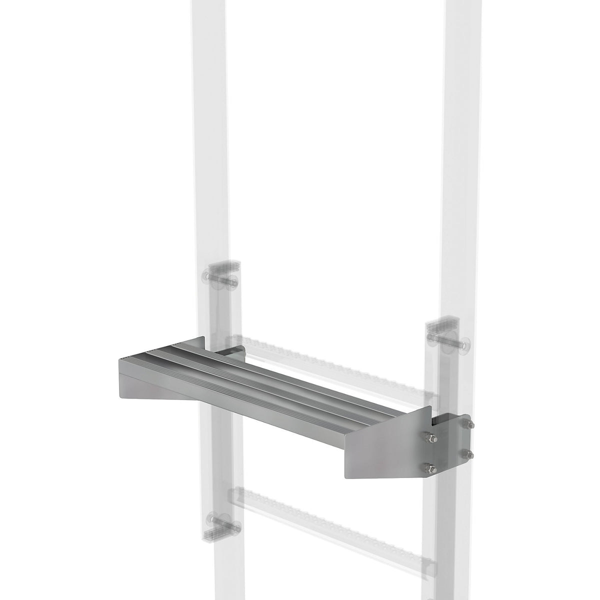 Exit step, steel, zinc plated, gap width 200 mm.
