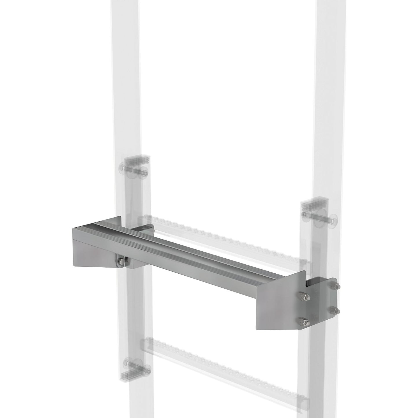 Exit step, steel, zinc plated, gap width 150 mm.
