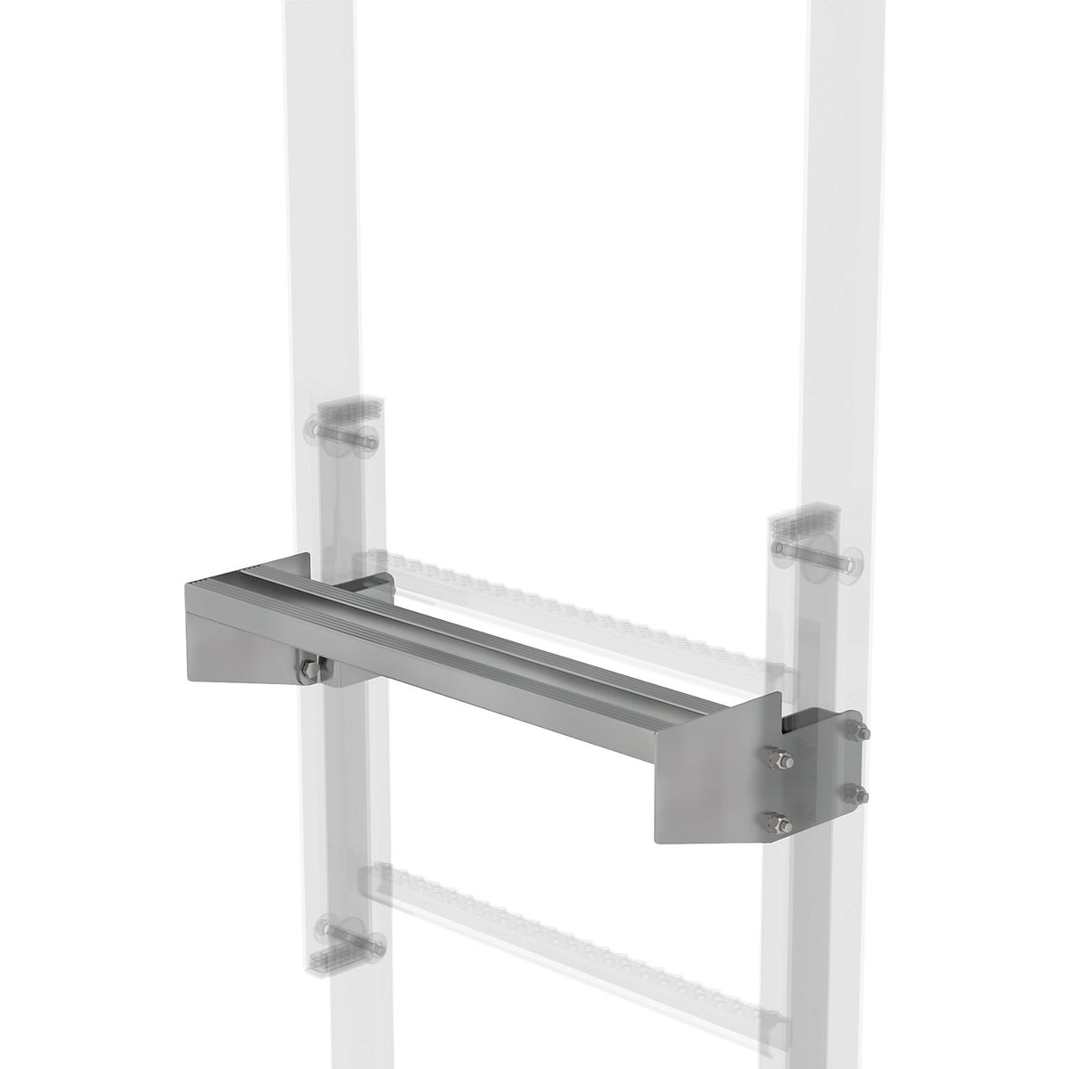 Exit step, steel, zinc plated, gap width 150 mm.