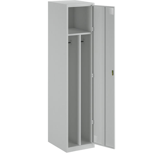 Alvina clean and dirty locker, 1 compartment with centre partition, light grey, width 400 mm, cylinder lock.