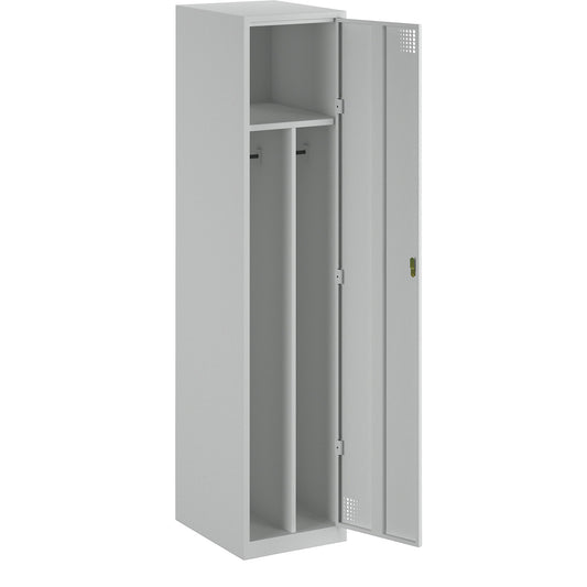 Alvina clean and dirty locker, 1 compartment with centre partition, light grey, width 400 mm, rotary bolt.