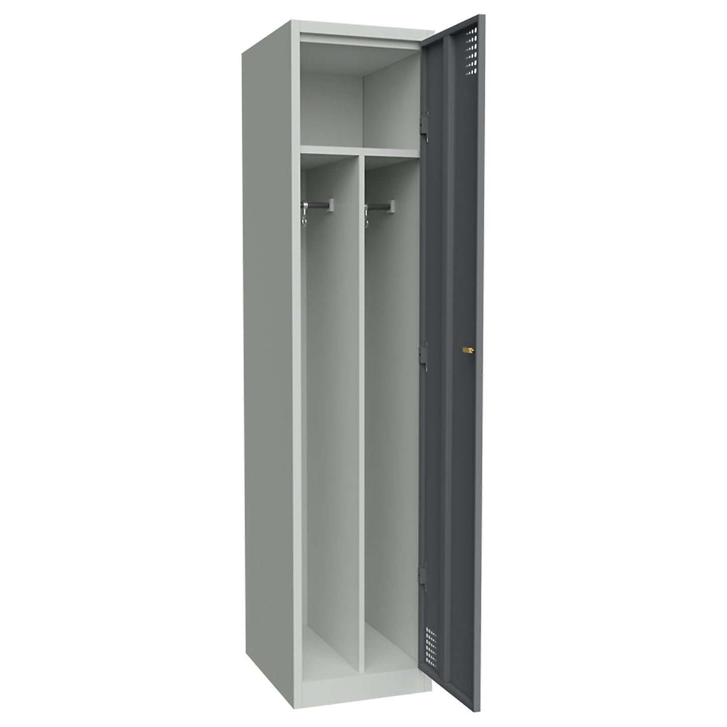 Alvina clean and dirty locker, 1 compartment with centre partition, light grey / basalt grey, width 400 mm, rotary bolt.