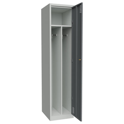 Alvina clean and dirty locker, 1 compartment with centre partition, light grey / basalt grey, width 400 mm, rotary bolt.