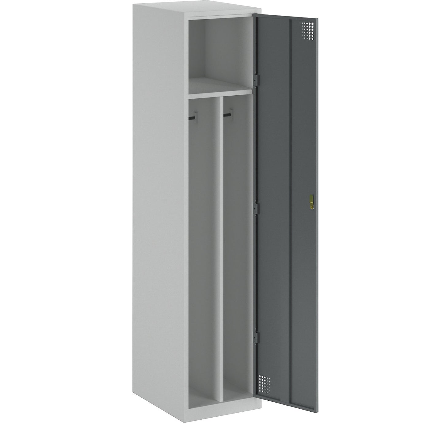 Alvina clean and dirty locker, 1 compartment with centre partition, light grey / basalt grey, width 400 mm, rotary bolt.