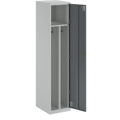 Alvina clean and dirty locker, 1 compartment with centre partition, light grey / basalt grey, width 400 mm, rotary bolt.