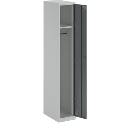 Alvina locker, 1 compartment, light grey / basalt grey, width 300 mm, cylinder lock.