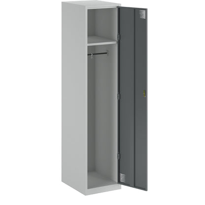 Alvina locker, 1 compartment, light grey / basalt grey, width 400 mm, cylinder lock.