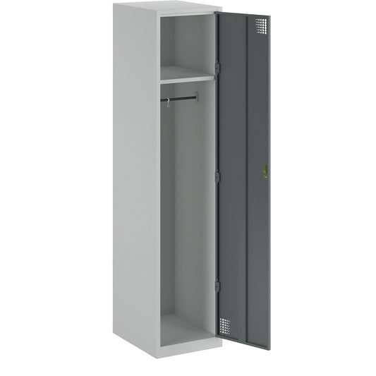 Alvina locker, 1 compartment, light grey / basalt grey, width 400 mm, cylinder lock.