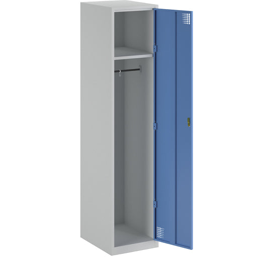 Alvina locker, 1 compartment, light grey / light blue, width 400 mm, cylinder lock.