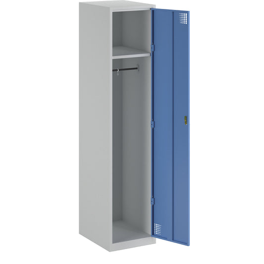 Alvina locker, 1 compartment, light grey / light blue, width 400 mm, rotary bolt.