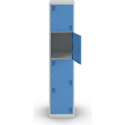 4-fold compartment locker Alvina, 1 compartment, light grey / light blue, width 400 mm, cylinder lock.