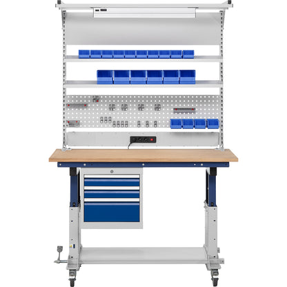 Lifting work table Supporter with multi-wall structure, beech multiplex board, WxD 1600 x 790 mm.